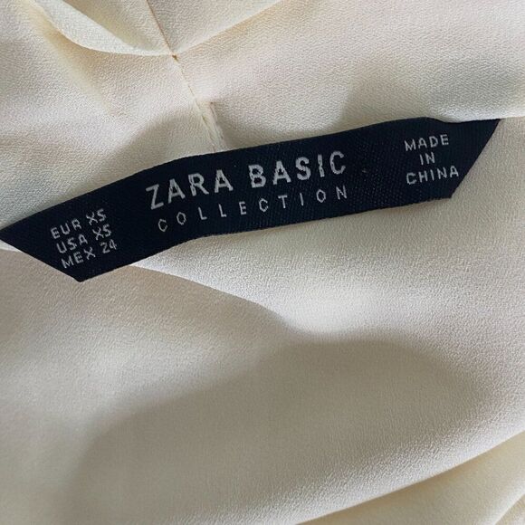 Zara Cream Draped Front Blouse Jewel trimmed Size XS - Picture 7 of 8